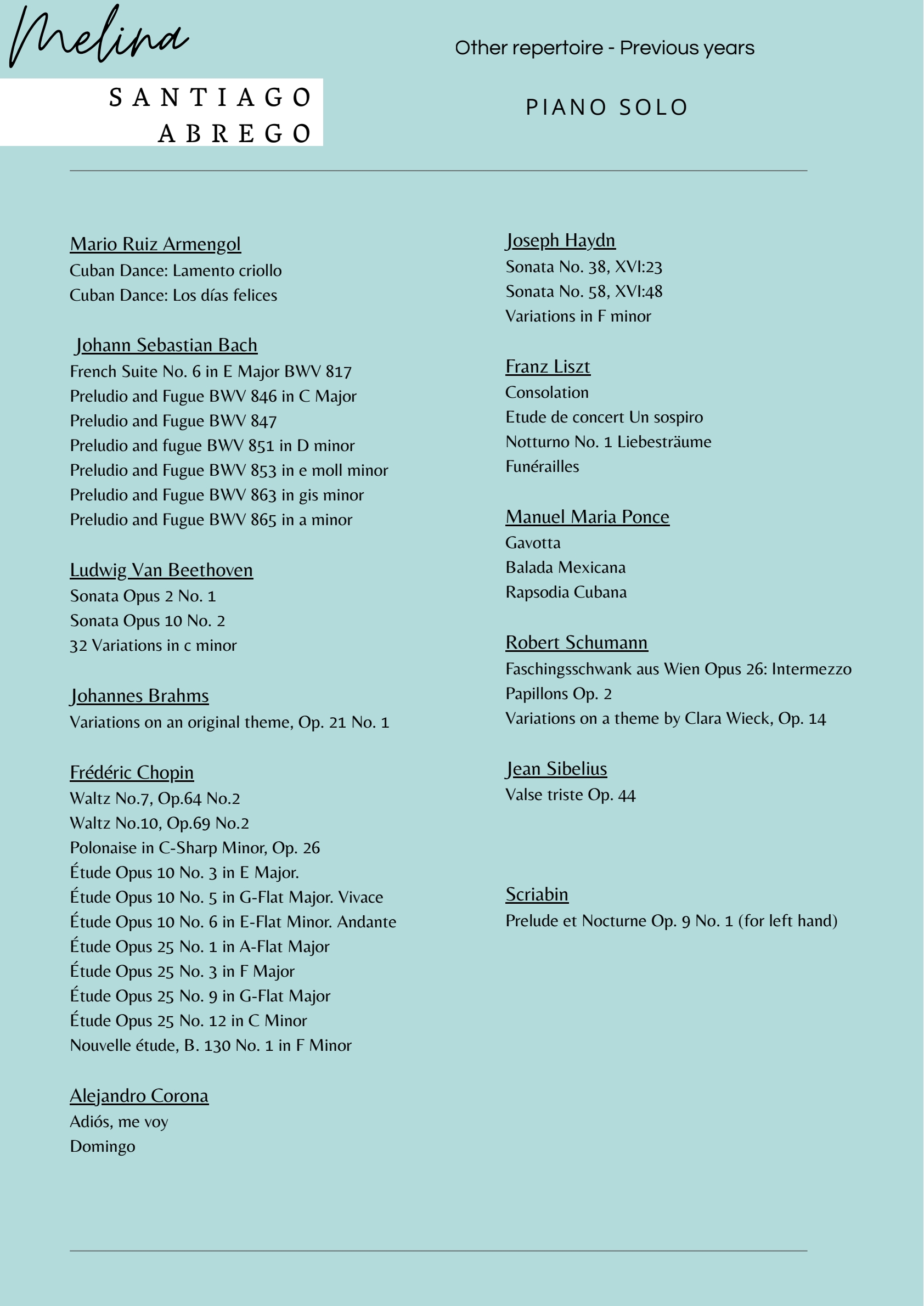 Other repertoire